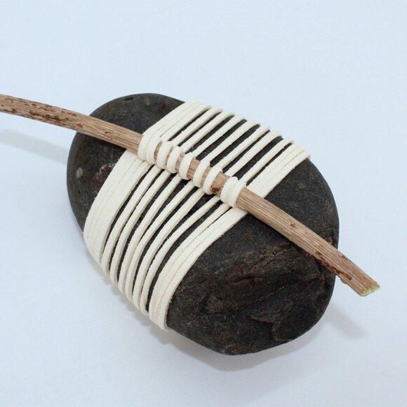 "Eternal Beauty" Wrapped Rock with twig handmade in Canada - Meditation stone - Picture 6 of 7